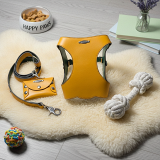 Set Pettorina e Guinzaglio in Pelle Cani | Dolce Zampa